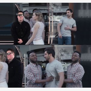 Bro! Not Cool & Persuadable Bouncer   Empty Template   Ad Pub Gilette Men Looking Girl V2 Homme Bloque Arette Femme Stop Black